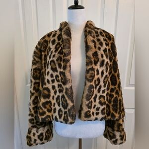 Vintage MONDI faux Fur Leopard Statement Coat-Made In Germany-Y2K Mob Wife Lux